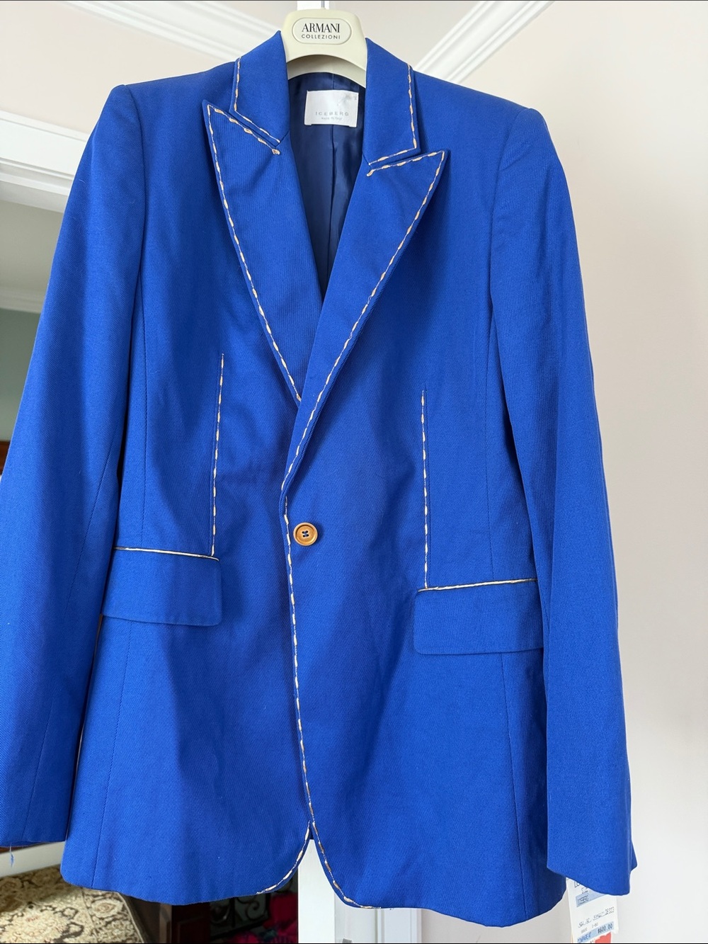 Iceberg Royal Blue Tailored Blazer with gold Contrast Piping size 46